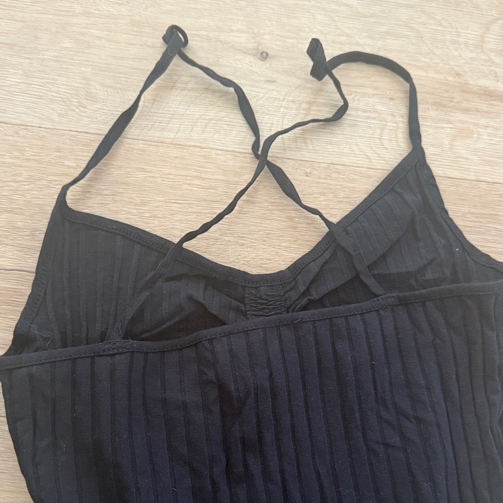 Zara Black Ribbed Bodysuit Ruched - Picture 4 of 5